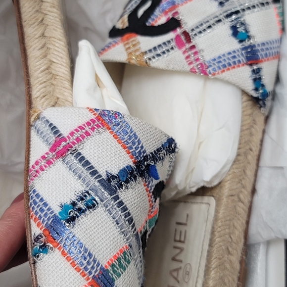 Authentic Chanel Tweed Mules 39EU very good condition White, Tweed - Picture 9 of 10